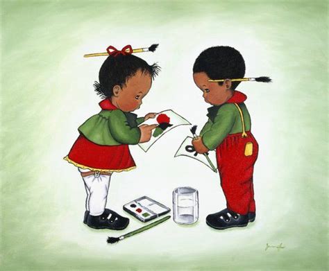 African American Art Print Children Painting Learning Young Etsy