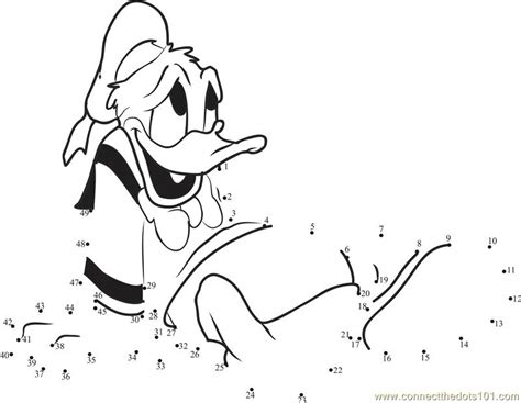 Donald Duck Sitting Dot To Dot Printable Worksheet Connect The Dots