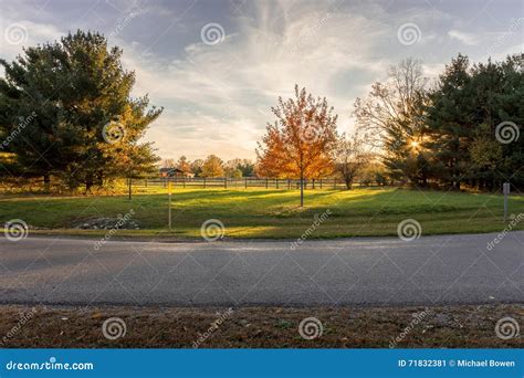 Sunset Over Riverside Park Findlay Ohio Stock Image Image Of