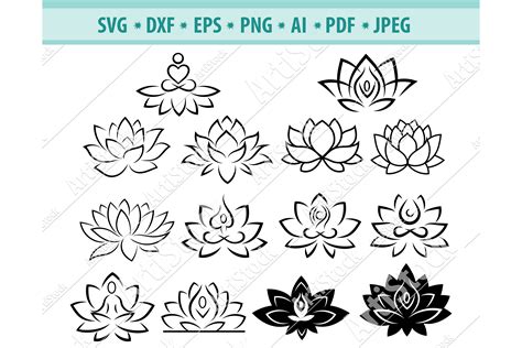 Lotus Svg Lotus Clipart Lotus Flower Floral Dxf Png Eps 522482 Svgs Design Bundles