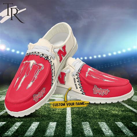 custom name ncaa nebraska cornhuskers football team and monster paws hey dude shoes torunstyle