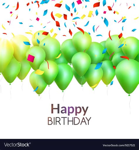Happy Birthday Card With Green Balloons And Vector Image