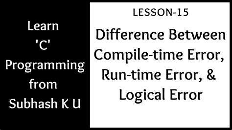 Difference Between Compile Time Run Time And Logical Error Lesson Learn C Programming