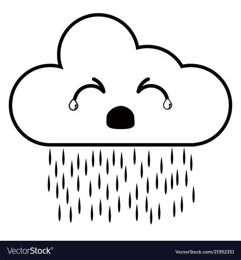 Cute Sad Raining Cloud Weather Icon Royalty Free Vector