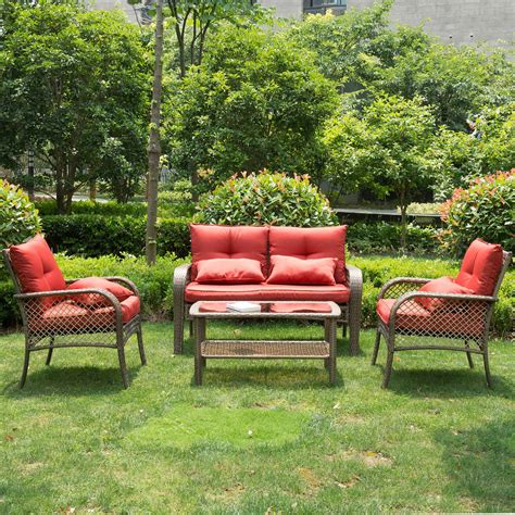 Although we are a direct importer of fine outdoor furniture, many of products are proudly made in the united states. 4 PCs All Weather Outdoor Chairs with Cushions PE Rattan Patio Furniture Set, for Backyard, Pool ...