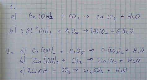 1. Napisz równania reakcji: a) wodorotlenek baru + tlenek węgla iv b