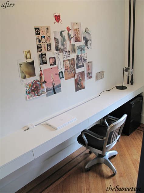 I laid the desk on the brackets, drilled pilot holes where the screws were going to go and attached using 1″ screws. Building a Custom Floating Desk