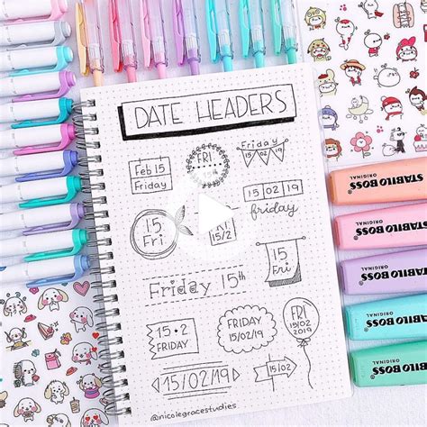 Nicole Grace On Instagram “date Header Ideas For Your Notes Or For