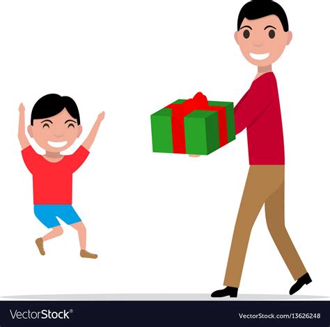 Cartoon Father Giving Her Son A Present Royalty Free Vector