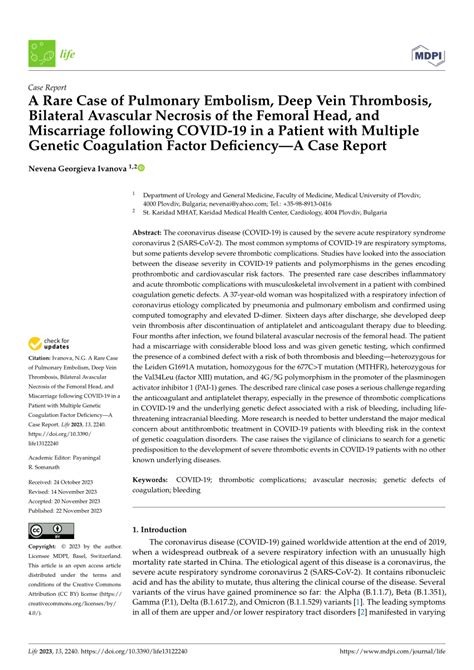 PDF A Rare Case Of Pulmonary Embolism Deep Vein Thrombosis