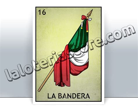 La Bandera Loteria Card The Mexican Flag Mexican Bingo Art Etsy