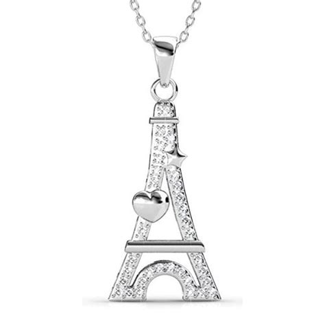 Fappac Rhodium Plated Crystals From Swarovski Love Eiffel Tower Paris Pendant Necklace 1