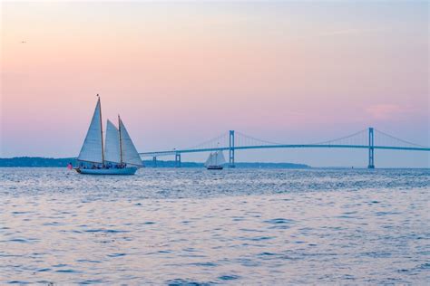 Newport Rhode Island Sailboats Bridge Sunset 15 Three Little Ferns