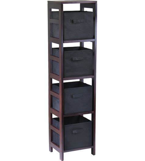 4 Basket Storage Shelf Bookcase In Shelves With Baskets