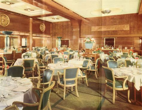A coat and tie and dress policy would apply for customer use. RMS Mauretania - 1939 - Cabin Class Dining Saloon. | Rms ...