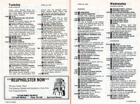 April 1979 Tv Guide Scan Tues Night Wed Afternoon Tv Guide