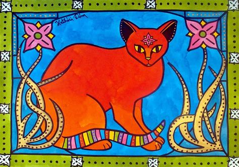 Indian Cat With Lilies Painting By Dora Hathazi Mendes Fine Art America