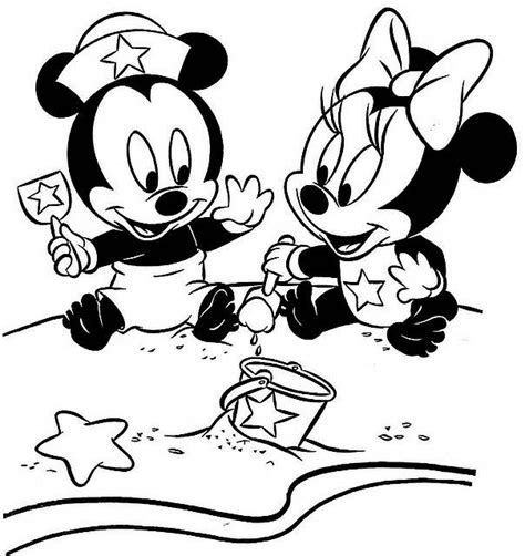 Cartoon Design Baby Mickey Mouse And Minnie Mouse Coloring Pages