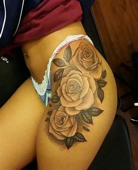 Floral, girls hip tattoo, mandala, pink rose. Rose Thigh Tattoos Designs, Ideas and Meaning | Tattoos ...