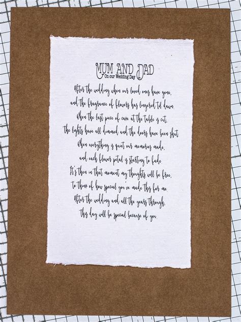 Wedding Poem For Mum And Dad Mom And Dad Poem Parents T Etsy Uk