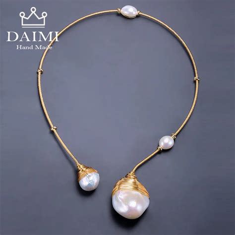 Daimi Gold And Pearl Collar Unique Luxury Jewelry Designs Baroque Pearl