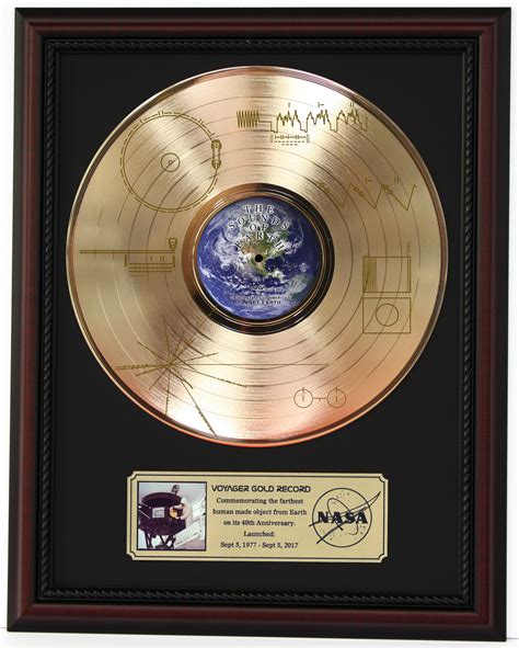 Voyager One Sounds Of The Earth Gold Lp Record Framed Cherry Wood