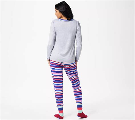 Qvc Cuddl Duds Cozy Jersey Novelty Pajama Set With Socks