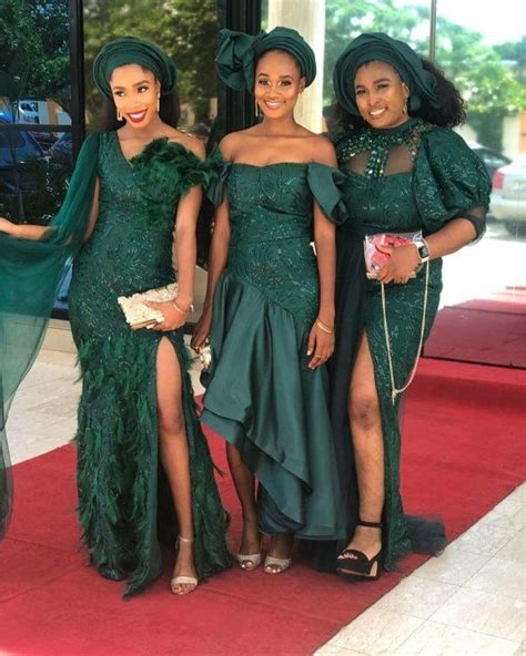 2019 Wedding Color Emerald Green African Fashion Lace Asoebi Styles Asoebi Lace Styles
