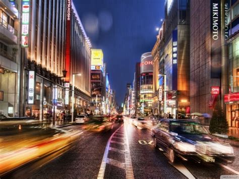 Ночное движение в Токио обои для рабочего стола картинки фото