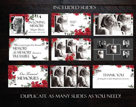 Diy Memorial Photo Slideshow Powerpoint Red Roses Etsy