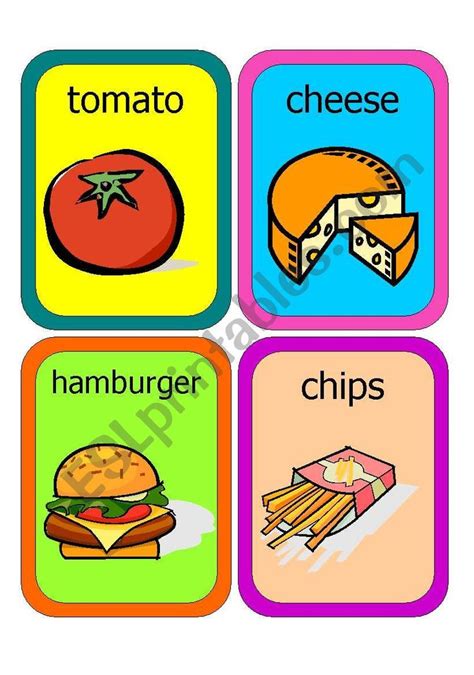 Food Flashcards Worksheet Food Flashcards Flashcards Worksheets