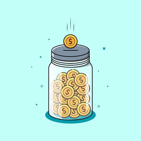 Premium Vector Saving Money Jar And Stack Of Coins Illustration