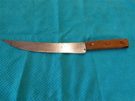 Large Antique Handmade Curved Blade Kitchen Butcher Knife Old Sword