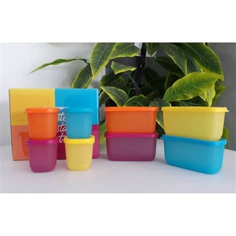 Tupperware Full Set Pcs Box Mini Size Petite Fiesta Gift Set Rainbow Cube Shopee Malaysia