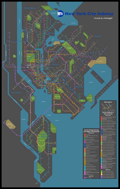 Oc Unofficial Dream Nyc Subway New Dark Mode Map And New Existing