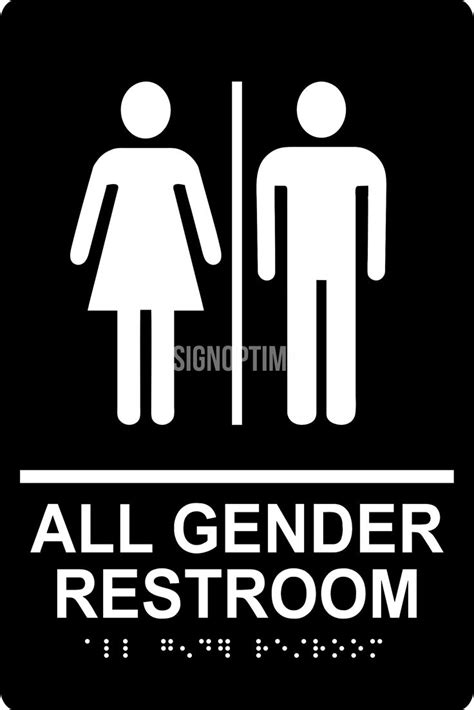 signoptima™️ ada compliant all gender restroom sign with braille ii in 2022 all gender