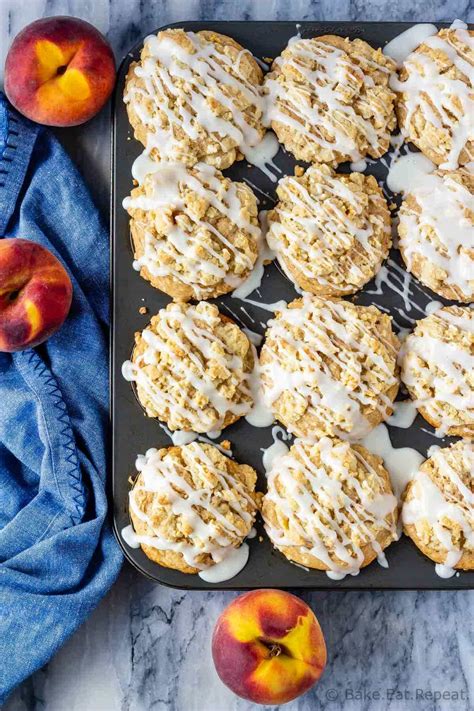Peach Muffins With Crumb Topping Bake Eat Repeat