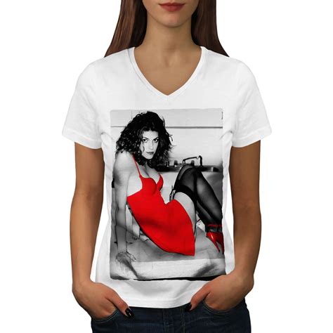 Wellcoda Girl Erotic Dress Sexy Womens V Neck T Shirt Sexy Graphic Design Tee Ebay