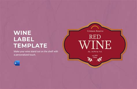 Wine Label Template Download In Word Illustrator Apple Pages