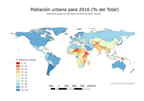 Mapamundi De La Población Urbana Por Países Geografía Infinita