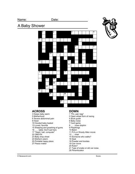 A Fun And Free Baby Shower Crossword Puzzle Word Sear