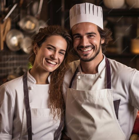Premium Ai Image Portrait Of Two Happy Smiling Chefs
