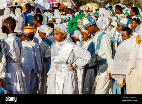 Young Ethiopian Christians At The Timkat Epiphany Celebrations Jan