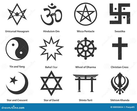 Icon Set Of World Religious Symbols Stock Vector Illustration Of Holy