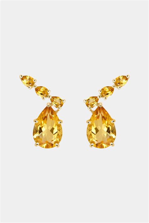 Aggregate Citrine Stud Earrings Yellow Gold Seven Edu Vn