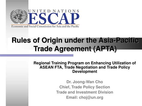 Ppt Rules Of Origin Under The Asia Pacific Trade Agreement Apta