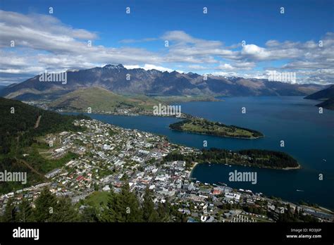 Aerial Cityscape Queenstown South Island New Zealand Stock Photo Alamy