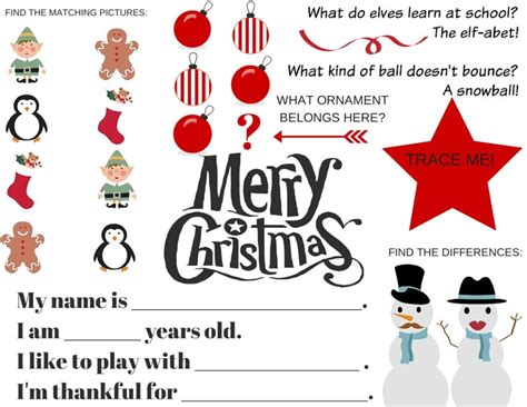 FREE Christmas Printables: Activity Placemat & Fill-in-the-Blank Story