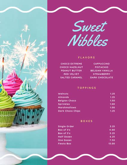 customize  dessert menu templates  canva