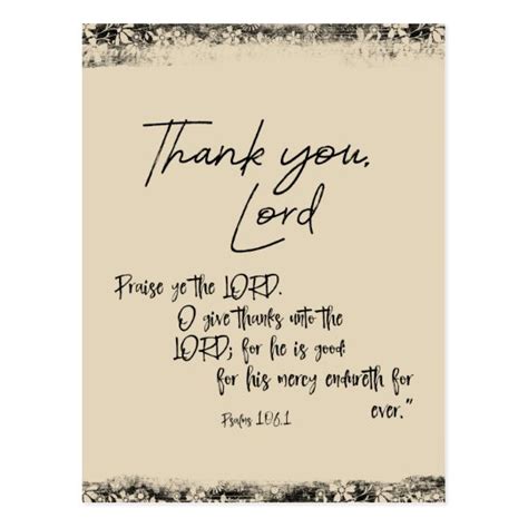 Thank You Lord With Psalms Bible Verse Postcard Zazzleca